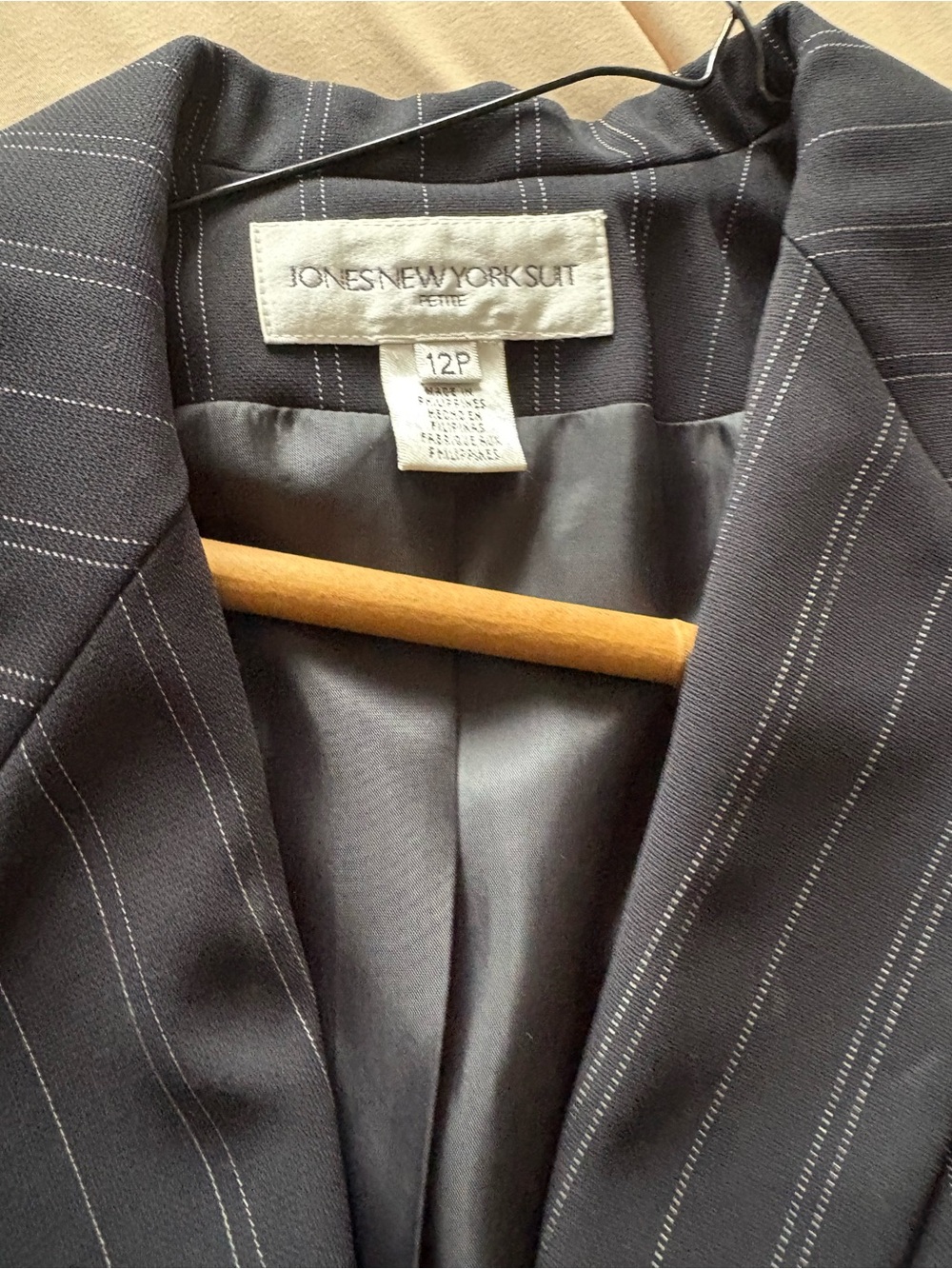 Jones New York Charcoal Pinstripe Blazer
